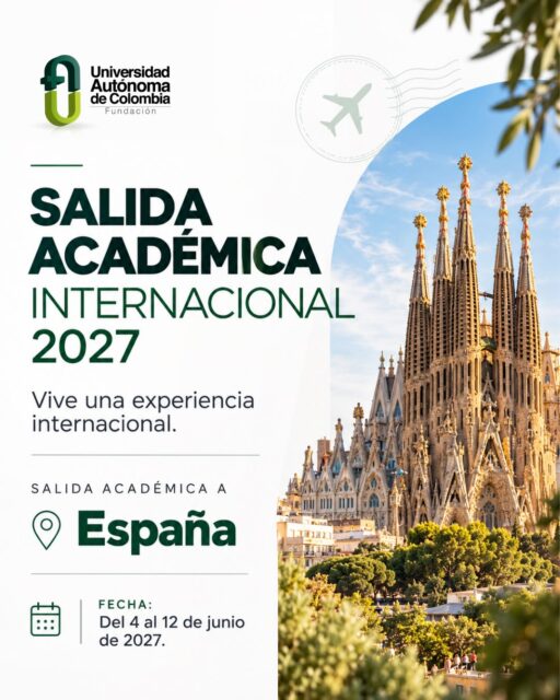 Vive una experiencia académica internacional que transformará tu manera de aprender, conectar y ver el mundo.
La Fundación Universidad Autónoma de Colombia te invita a participar en esta salida académica a Europa, del 4 al 12 de junio de 2027, con visitas a Barcelona, Valencia y Madrid, y la posibilidad de extender la experiencia a Italia y Francia del 12 al 20 de junio.
🎓 Enriquece tu formación académica.
🤝 Amplía tu red de contactos.
🏛️ Conoce nuevas culturas y experiencias empresariales.
🚀 Fortalece tu perfil profesional.
¡Atrévete a aprender más allá de las fronteras y haz de esta experiencia parte de tu proyecto de vida!
📲 Conoce más información e inscríbete:
📞 (+57) 1 284 6807
📧 andres.yanes@fuac.edu.co
🌐 www.fuac.edu.co
#UniversidadAutónomaDeColombia #SalidaAcadémicaInternacional