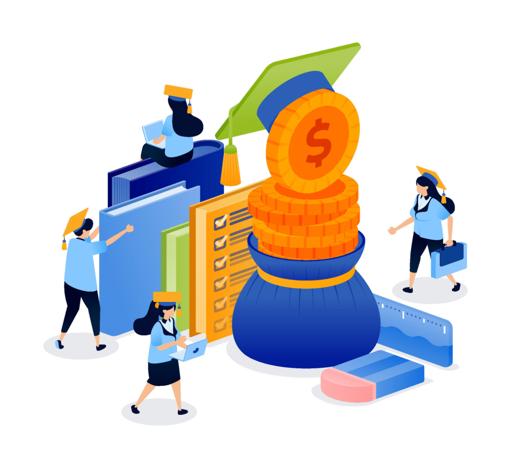 Vecteezy educational scholarships shown with money sacks and